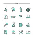 Set of flat design, thin line party icons