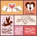 Set of flat design Valentines day greeting cards Royalty Free Stock Photo