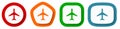 Set of flat design vector airplane icons, plane symbol illustration in eps 10