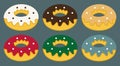 Set of flat donuts, donuts icon and elements