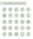 Set of flat ecology icons