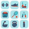 Set of flat fitness icons