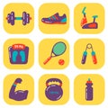 Set of flat fitness icons