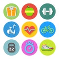 Set of Flat Fitness Icons. Vector