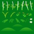 Set of flat forest elements. Include grass, flowers, berries, bushes and trees