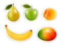 Set of flat fruit stickers.