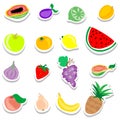 Set of flat fruits stickers icons