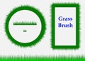 Set of flat grass frames and borders. Abstract grass. Spring fresh kit. Pattern and Art Brushes. Horizontal seamless grass in