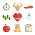 Set of flat health and sport icons
