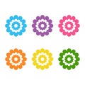 Set of flat icon flower icons in silhouette isolated on white. Cute retro design in bright colors Royalty Free Stock Photo