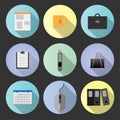 set flat icon office object