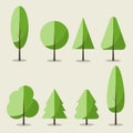 Set of flat icon summer trees Royalty Free Stock Photo