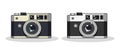 Set flat icon vintage camera with shadow on white background Royalty Free Stock Photo