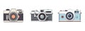 Set flat icon vintage camera on white background. Royalty Free Stock Photo