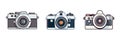 Set flat icon vintage camera on white background. Royalty Free Stock Photo