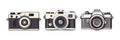 Set flat icon vintage camera on white background. Royalty Free Stock Photo