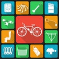 Set of flat icons of bicycle accessories.