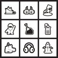 Set of flat icons in black and white Christmas