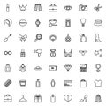 Set of flat outline beauty icons. Vector design Royalty Free Stock Photo