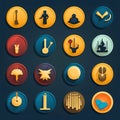 Set of flat icons for Halloween on a dark background. Vector illustration Royalty Free Stock Photo