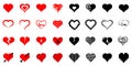 Set of flat icons of hearts for valentine\'s day celebration. Collection of abstract love signs