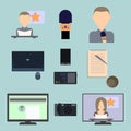 Set of flat icons about media, news icons. Royalty Free Stock Photo