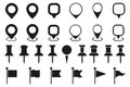 Set of flat icons. Pin map marker, pointer, GPS location and flag Royalty Free Stock Photo