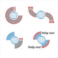 Set of flat icons planet earth cries out for help Royalty Free Stock Photo