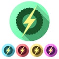 Set Flat icons of round wheel with lightning. Eco