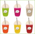 Set of smoothie colored. with logo and label smoothie organic bar