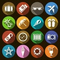 Set of flat icons on the subject of traveling in flat design