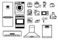 Set of 17 flat icons, symbols of household items for internet, online store