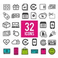 Set of flat icons, for web andmobile apps - communication travel shopping business finance