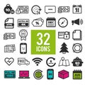 Set of flat icons for web and interface design: shopping, travel, finance, business, communication, media,