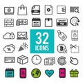 Set flat icons, for web, internet, mobile apps, interface design - communication, travel, shopping, business, finance, Royalty Free Stock Photo