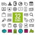 Set of flat icons, for web, internet, mobile apps, interface design - shopping and communication Royalty Free Stock Photo