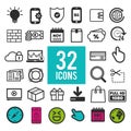 Set of flat icons for web, mobile apps and interface design: business, finance, shopping Royalty Free Stock Photo