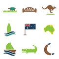 Set of flat icons on white background Australian Royalty Free Stock Photo