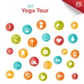 Set of flat icons for yoga poster, yoga site. Vector yoga icons.