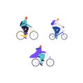 Male cyclists illustrations set Royalty Free Stock Photo