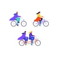 Cruiser cyclists illustrations set Royalty Free Stock Photo