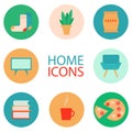 Set of flat illustrations of home interior and weekend at home