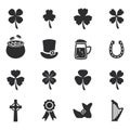 Set of flat irish St. Patrick`s Day icons, vector