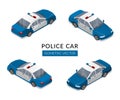 Set with flat isolated police car icons Royalty Free Stock Photo