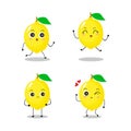 A set of flat lemon character with cute expression