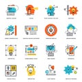 Set of flat line design icons of graphic design, tools and creative process Royalty Free Stock Photo