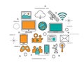 Set of Flat line icon & infographic design concept,social networ