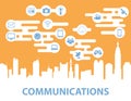 Set of Flat line icon & infographic design concept,social networ