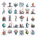 Set of flat line icons of oil and gas industry. Vector illustration Royalty Free Stock Photo
