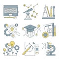 Set flat line icons for web development. Royalty Free Stock Photo